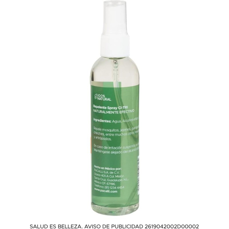 Repelente Natural Pacalli Citri de 130ml - Protección Efectiva Contra