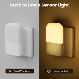 Night Light Plug in Walls Plug in Night Light Dusk to Dawn Photocell Sensor Dimmable Baby Night Light 3 Levels of Brightness Nightlight 2700K Warm White Plug in Lights for Hallway Kids Stairs Nursery