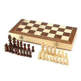 EVERGD Wooden Chess Set 11.42x 11.42 inch Folding Walnut Travel Chessboard Game Magnetic Pieces Handmade