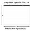 Yaridar Large Lined Paper Pad - 22" x 17" Ruled