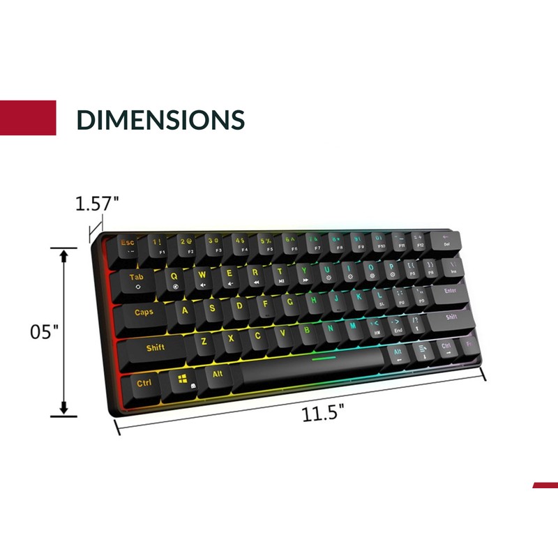 GK61 Teclado mecánico para juegos – 61 teclas multicolor RGB