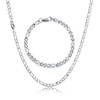 HSWYFCJY Figaro Kette Halskette Armband für Damen Herren Silber Edelstahl