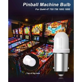 Keiurot 47 Bulb 44 755 756 1893 1895 1847 Bulb T47 BA9S Led Bulb DC AC 6.3V 6V Nonpolarity for Pinball Led Bulbs Pinball Machine Light Bulb Lamp White Pack of 15