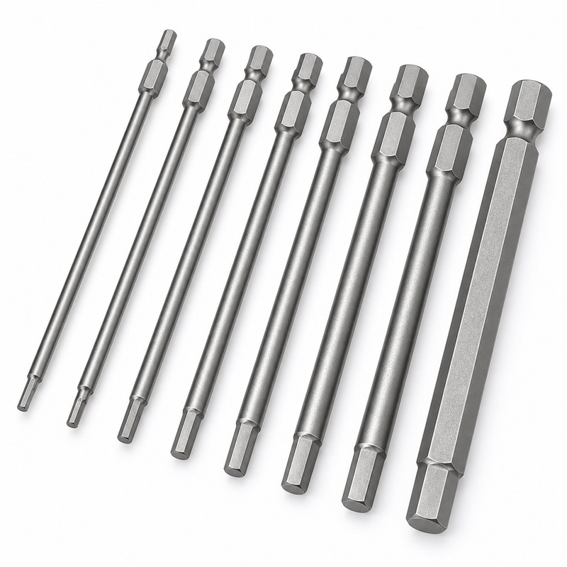 8-Piece 100mm Hex Allen Wrench Drill Bit Set – SAE