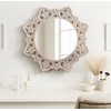 Kate and Laurel Meera Hand-Carved Wood Mirror, 28 Inch Diameter,