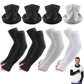 Conjunto de 4 Pares de Mangas para Brazos y Bandanas Deportivas para Hombre y Mujer - Protección UV, Ideal para Actividades al Aire Libre como Ciclismo, Senderismo y Escalada (black)