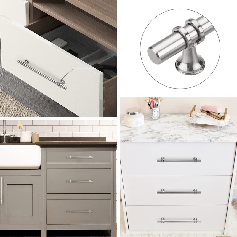 Rergy 10 Pack 6-1/4 Inch Brushed Nickel Cabinet Pulls Heavy-Duty