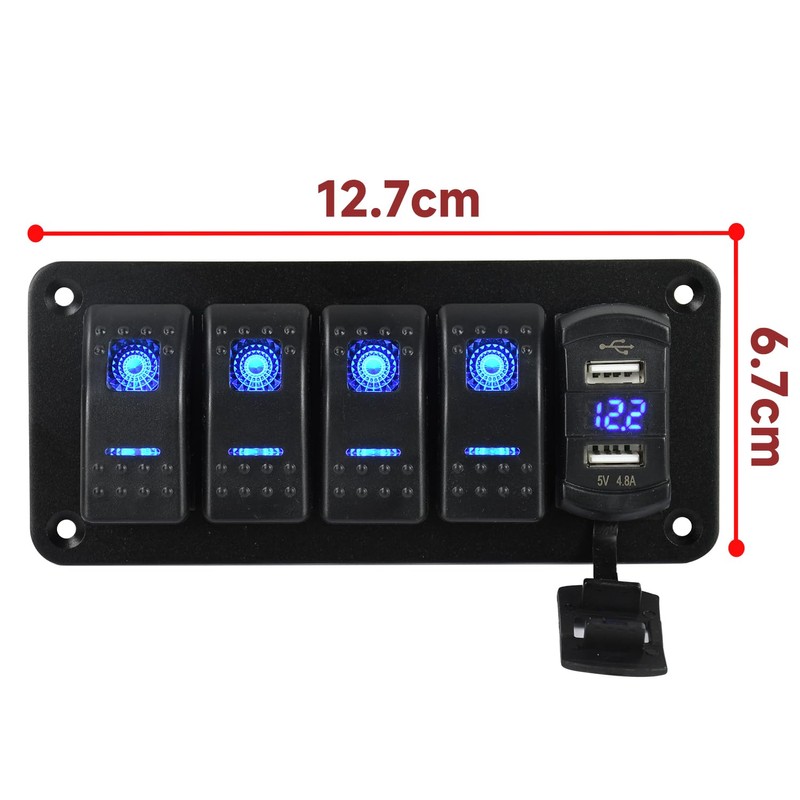 Chaoxinyizu Switch Panel, Waterproof Boat Switch, Car Boat, LED Voltmeter,