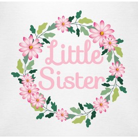 Shirtracer - Baby Bodysuit Boy Girl - Little Sister - Little Sister with Flower Wreath, 1 White