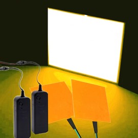 El Sheet Panel Light - 2Pcs 10 x 10cm DIY Electroluminescent Cuttable Mask Eye Lighting DIY Cosplay Party Decoration Continuous/Strobe (Yellow)