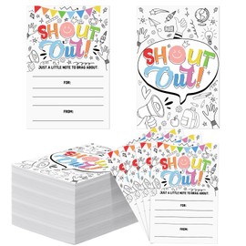 Motiskyy 100 Count Fun Shout out Cards for Employees, Office Staff, Teachers and Students - Appreciation and Recognition Reward Cards for School or Work Bulletin Board (Colorful Pattern)