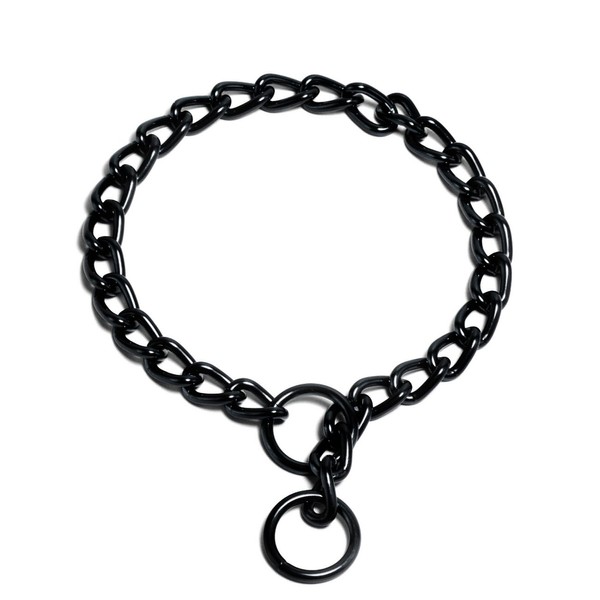 Platinum Pets Coated Chain Training Collar, 16-Inch by 2-1/2mm, Midnight Black