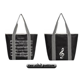 KingPoint Music Tote Bag Music Theme Handbag Shoulder Shopping Bag Reusable Multipurpose Musical Note Bag for Music Lovers Gifts