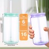 Alohastarttg 16oz Plastic Mason Jars (Clear Blue, Purple, Green)