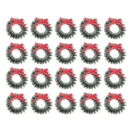 Mini Artificial Christmas Wreaths 20 Pcs Mini Christmas Wreaths with Bow Mini Green Artificial Christmas Wreath for Xmas Holiday Supplies Christmas Wreaths Ornaments