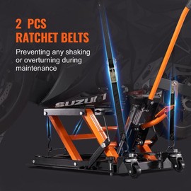 VEVOR Hydraulic Motorcycle Jack Stand, 1500 LBS ATV Scissor Lift Jack, 4.7"-15" Scissor Lift Jack Stand with 4 Wheels, Hydraulic Foot-Operated Hoist Stand for Motorcycle ATV UTV Powersports:_1100 lbs with Wide Deck