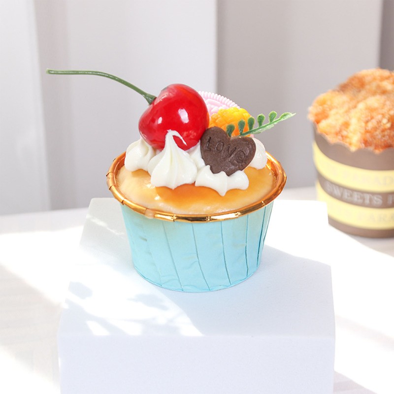 6Pcs Artificial Fake Cupcake Decorative Simulation Cupcake Model for Display