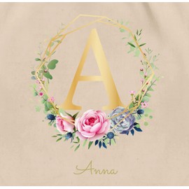 Geschenk mit Namen personalisiert by Shirtracer - Gym Bag Backpack - Initials - Letter I Name Gift Name Day Gifts with Name, 05 Natural White, Unit size