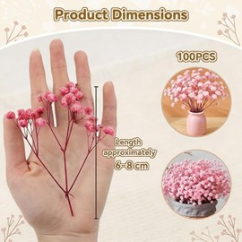 Dried Gypsophila Flowers, 100 Pink Dried Baby Breath Flowers, Natural Dried Flowers for Resin Art, Wedding Decor, DIY Crafts, Home Vase Arrangements and Creative Gift Making, 6-8 cm Length Each