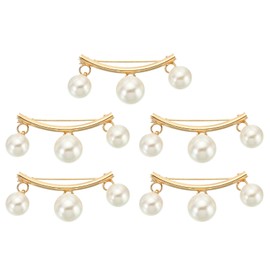 PATIKIL Artificial Pearl Brooch Pins, 5Pcs Fashion Brooch Safety Pins Clips for Women Sweater Shawl Dress Clothing Decoration Accessories, Golden Golden Tone