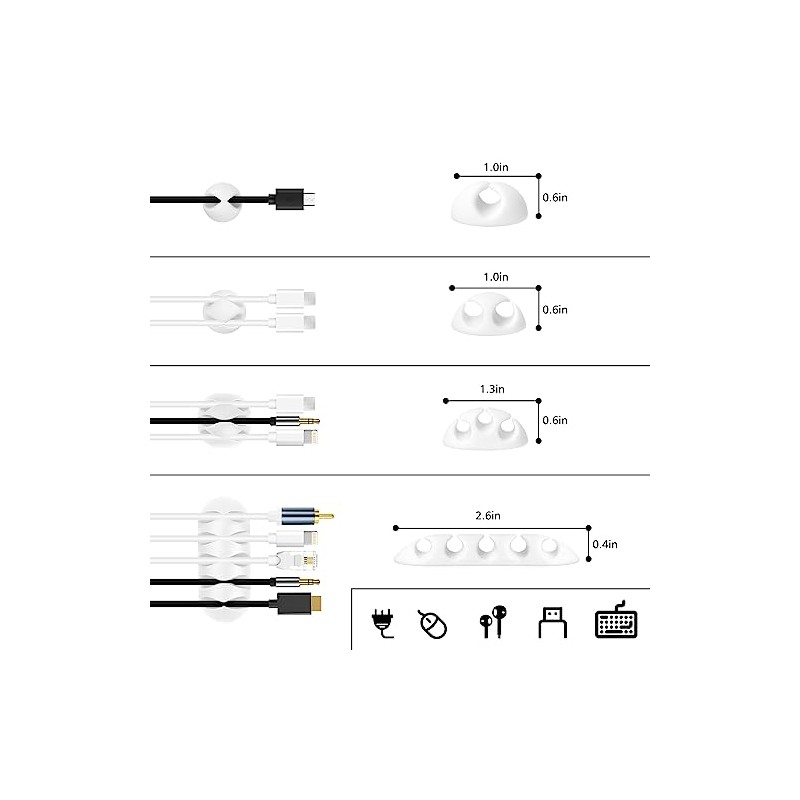 Comprehensive White Cable Management Organizer Kit