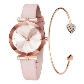 CIVO Ladies Watch Set Analogue Womens Watches Waterproof Designer Watches Women Leather Strap Elegant Diamond Classic Dress Casual Wrist Watches for Woman Pink
