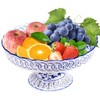 YYMayLsh Decorative Porcelain Fruit Bowl with Pedestal, Blue and White
