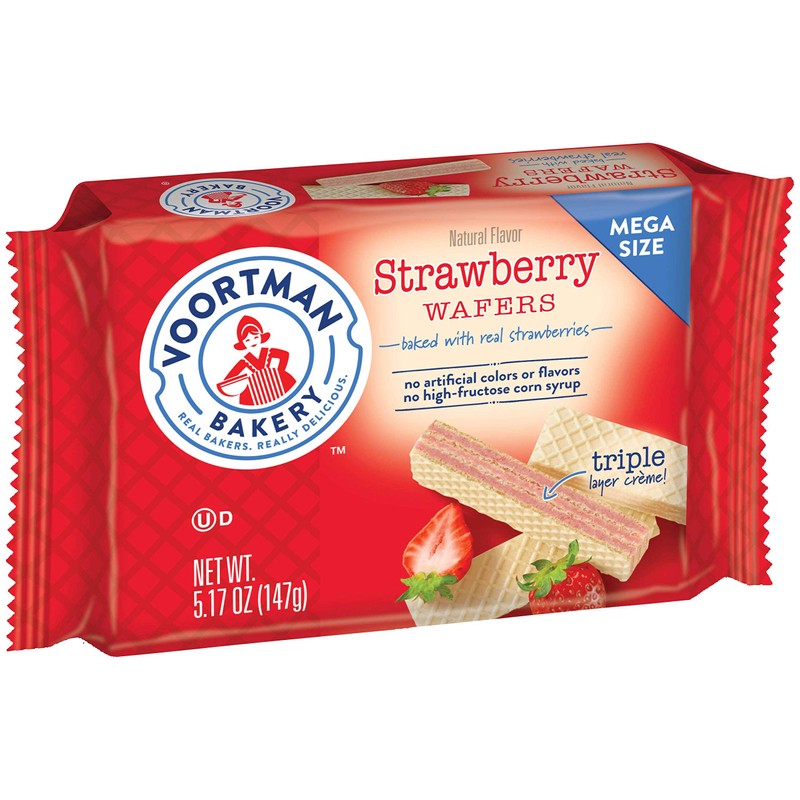 Voortman Bakery Strawberry Wafers, Mega Size, 5.17 oz, Case of
