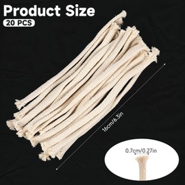 20 PCS 1/4" Round Oil Lamp Wicks, Cotton Wicks for Oil Lamps Braided Lamp Wicks Replacement for Candle Lamp, Oil Lamp Wicks Only