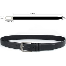 Mens Casual Leather-Belt - Classic Casual Dress Belt with Single Prong Buckle, Black, length 47.3''/Fit for the waist 38.5"-44.8"