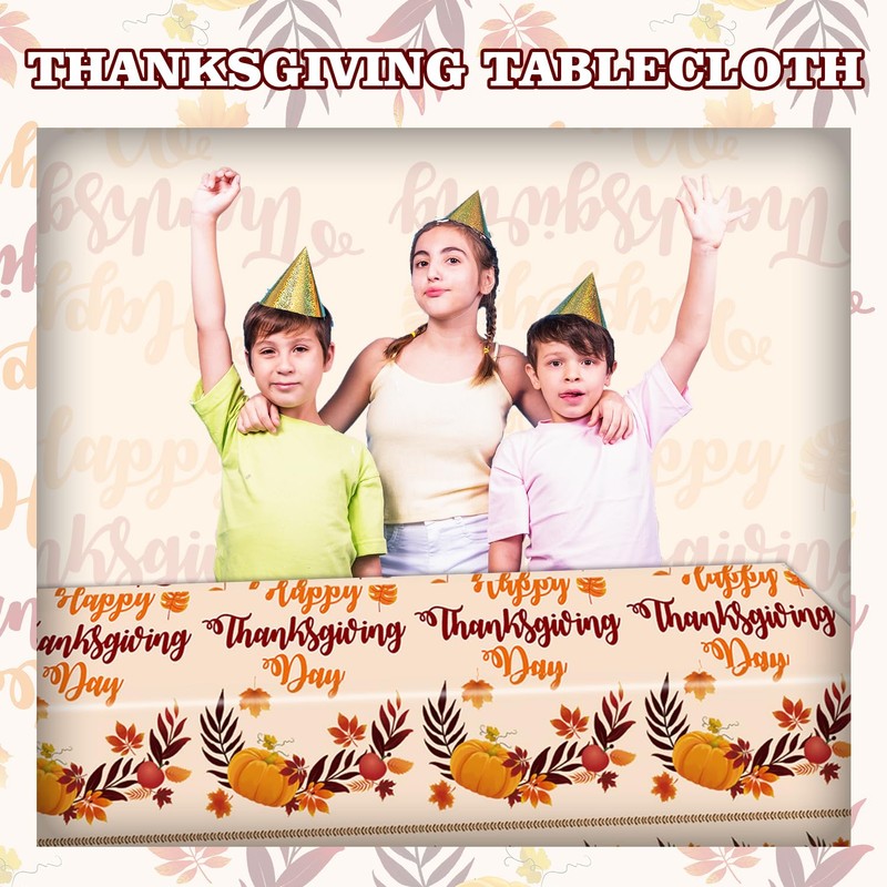 ORNACELE 2PCS Thanksgiving Fall Tablecloth Disposable - 108" × 54",
