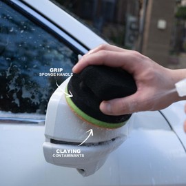 2 Pcs Hand Clay Bar Pad for Car Detailing, Synthetic Decontamination Clay Pad for Cleaning, Removing Paint Contaminant, and Creating a Smooth Surface, Sponge Absorbs Water and Soap