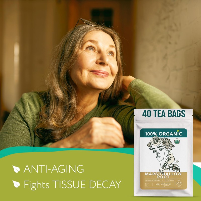 Organic Marshmallow Root 40 Tea Bags – Althaea Officinalis Herbal