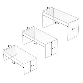 Sezanrpt Acrylic Risers Display Stands 3pcs, Rectangular Display Risers 3 Steps, Clear Acrylic Stand for Collectibles, Brand Store, Shoes, Bags, Plants, Decoration - 8.5''x9''x9.5''