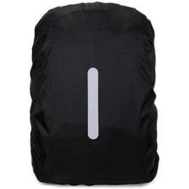 DONJIM 1 Pack Reflective Backpack Cover, Waterproof Backpack Rain Cover, Reflective Rucksack Covers in Polyester, Waterproof Rucksack Cover for Outdoor Hiking Riding Climbing, Black-S(18-25L)