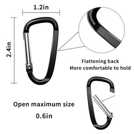 XIECHANEE 2.4" 24pcs Small Carabiner Clip Keychain, Aluminum D Ring Shape Clips with Keyring Keychain Hook