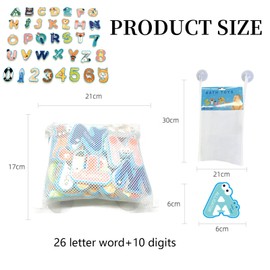 Foam Bath Letters and Numbers, Bath Toys for Toddlers with Storage Net, Educational Alphabet Bath Letters Set for Preschool Learning, Fun Floating Foam Letters and Numbers for Kids