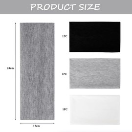 Hebterrka Pack of 3 Extra Wide Headbands for Women, Thick Hair Bands for Women's Hair, Stretchy Fabric Headbands, Non-Slip, Sports Headband for Women