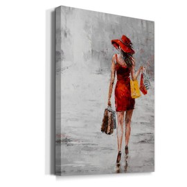 Renditions Gallery Woman in Red II Wall Art, Luxury Shopping Portrait Decor, Fashion and Glamour Artwork, Premium Gallery Wrapped Canvas, Ready to Hang, 8 in H x 12 in W, Made in America