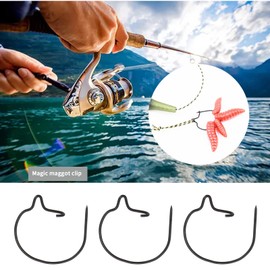 Pack of 30 Fishing Maggot Clips Fishing Hooks Rings Bait Hooks Practical Metal Clamp Carp Fishing Accessories 16.8 x 13.4 mm, 14.5 x 11 mm, 11.5 x 9 mm, Black