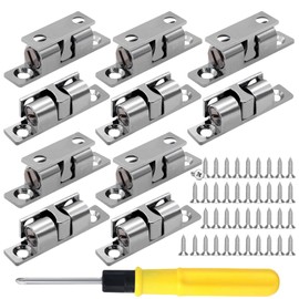 TETEWEVER Pack of 10 Ball Catch 48 mm Adjustable Double Ball Catch Cabinet Catch with 40 Screws Furniture Catch for Kitchen Cabinet Doors Furniture Door Bookshelves