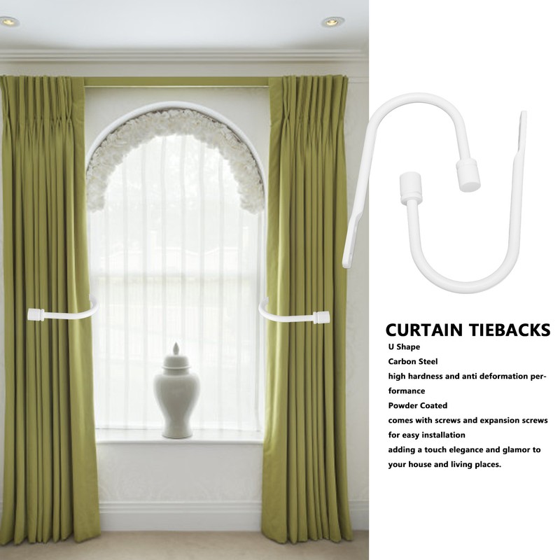 2Pcs Curtain Holdbacks U Shape Carbon Steel High Hardness Powder