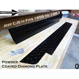 Fits with Jeeep CJ5 Powder Coated Aluminum Diamond Plate Side Rockers 5 1/4'' WIDE