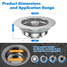 MOWETOO Drain Strainer Kitchen Sink and Sink Plug, 3-in-1 Pop-Up Stainless Steel Drain Plug Kitchen Sink with Anti-Clogging Basket, Sink Strainer for Sink Drilling