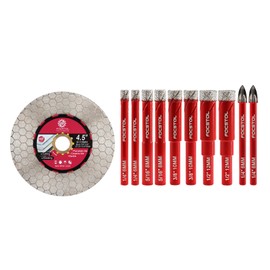 FOCSTOL Diamond Tile Saw Blade 4.5''(115mm) and Dry Diamond Drill Bit Set 10pcs