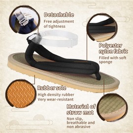 Anime Unisex Cosplay Clog Shoes Japanese Cosplay Prop Oshitari (8.5,Black)