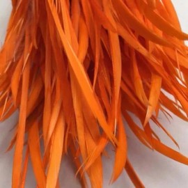 Pretty-Plumes Orange Goose Biot Feathers 15 Pcs  Loose 6-9" Millinery Crafts Costumes Fishing
