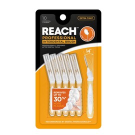 REACH cepillo para polvo interdental extra apretado de 0,7 mm, elimina hasta un 30% más de placa, especialmente diseñado para protección de las encías, 10 cepillos