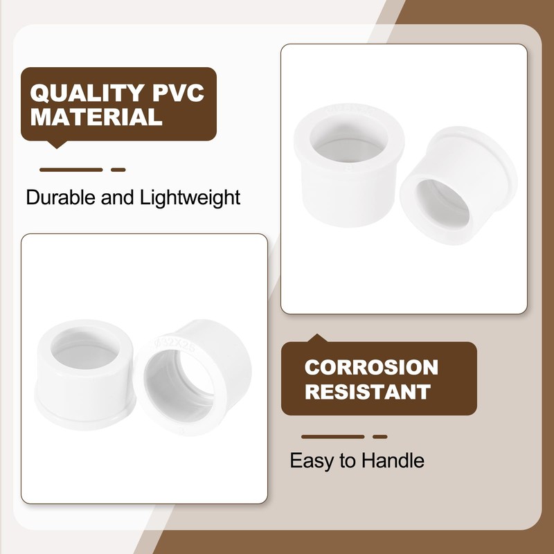 uxcell 10 Pcs PVC DWV Reducer Bushing 1" x 3/4"(Socket