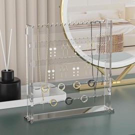 Coward Acrylic Jewelry Holder Stand, Tabletop Necklace Earring Ring Jewelry Easel Display,Tabletop Earring Jewelry Holder Organizer for Home Use (5layer)
